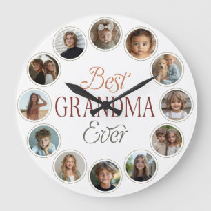 Grande Horloge Ronde 12 meilleures grand-mère Collage de photos