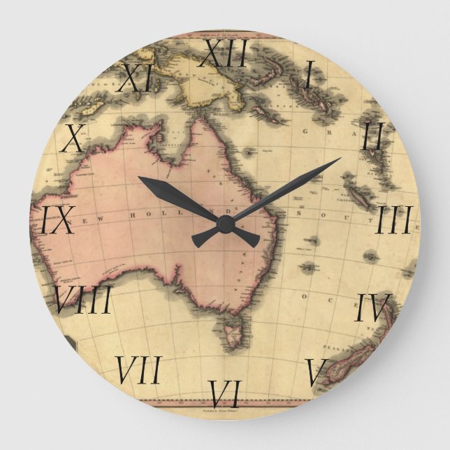 Grande Horloge Ronde 1818 Australasia Map - Australia, Nouvelle-Zélande (Recto)