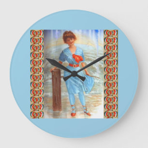 Grande Horloge Ronde 1890s Victorian lady on the beach