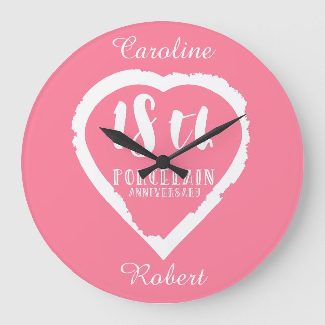 Grande Horloge Ronde 18e anniversaire du Mariage porcelaine traditionne (Recto)