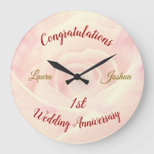 Grande Horloge Ronde 1er anniversaire Mariage personnalisé