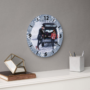 Grande Horloge Ronde 1ère photo de citation de Noël joyeux et marié