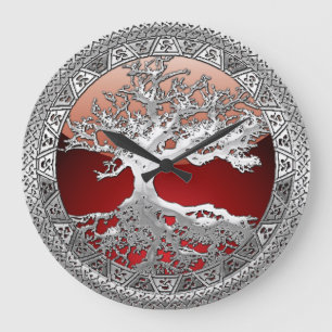 Grande Horloge Ronde [200] Arbre Celtique de Vie [Argent]