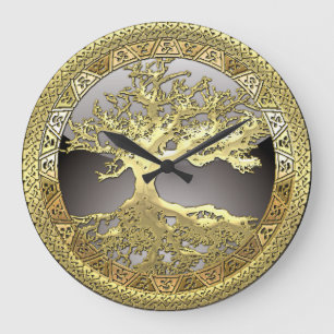 Grande Horloge Ronde [200] Arbre Celtique de Vie [Or]