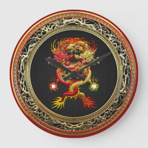 Grande Horloge Ronde [200] Dragons rouges et jaune