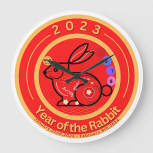 Grande Horloge Ronde 2023-Année de la conception de lapin classique acr