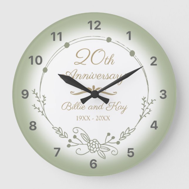 Grande Horloge Ronde 20e anniversaire de Mariage Élégant (Recto)