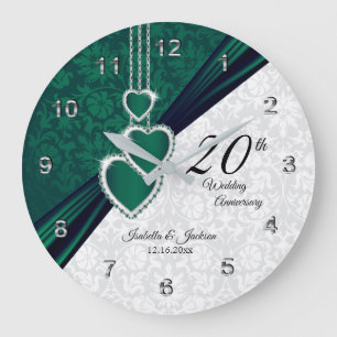 Grande Horloge Ronde 20e anniversaire du Mariage Emeraude Keepsaké