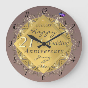 Grande Horloge Ronde 21e anniversaire de Mariage d'olite en laiton