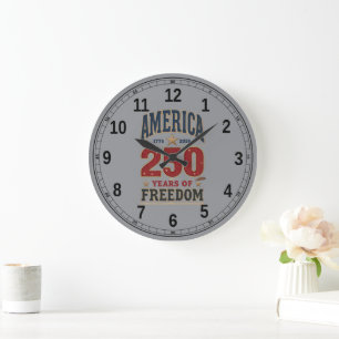 Grande Horloge Ronde 250e Liberté Amérique 1776 Rayures Patriotiques