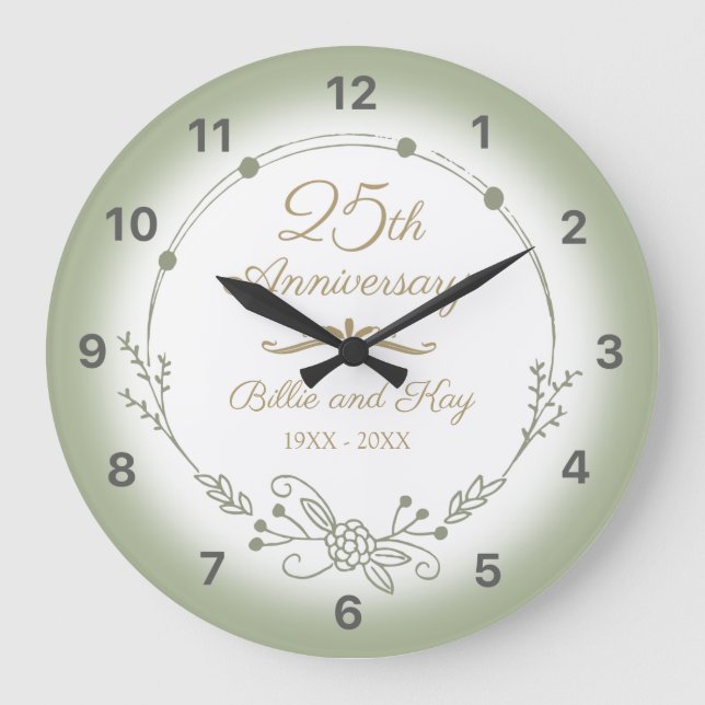 Grande Horloge Ronde 25e anniversaire de Mariage Élégant (Recto)