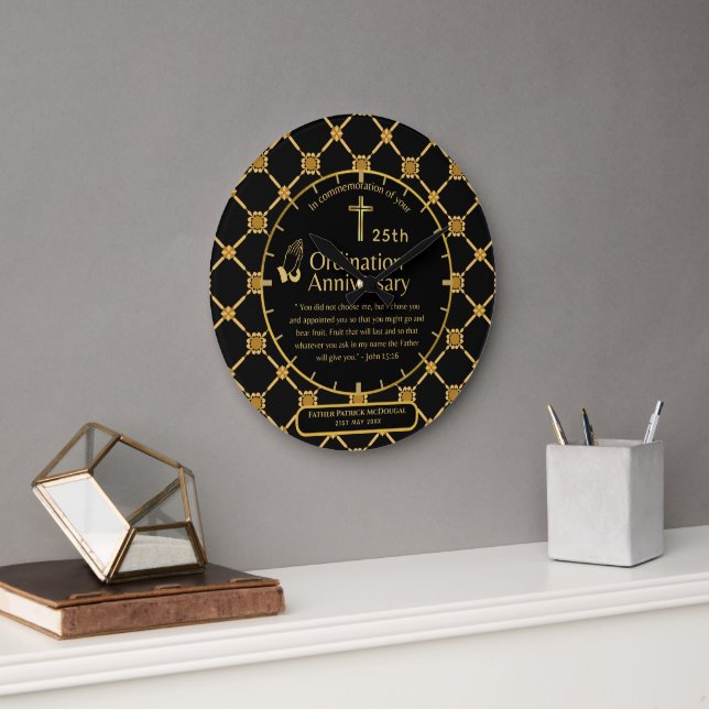 Grande Horloge Ronde 25e Anniversaire du prêtre pasteur Ordination cade (Bureau)