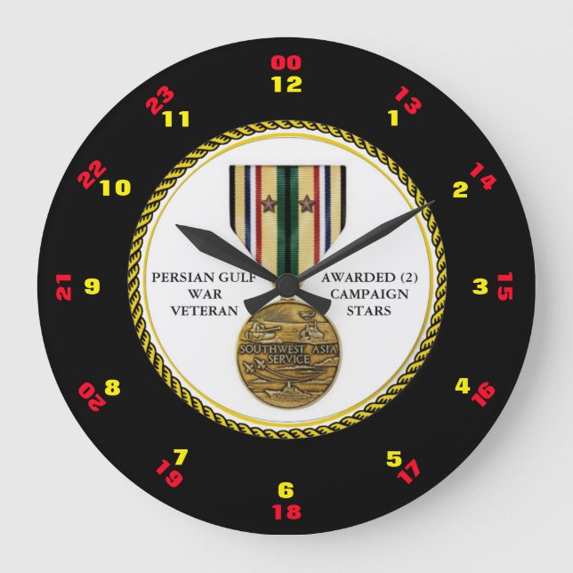 GRANDE HORLOGE RONDE 2 ÉTOILES DE CAMPAGNE PERSIAN GULF WAR VETERAN (Recto)