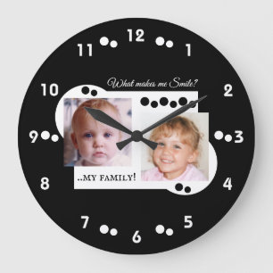 Grande Horloge Ronde 2 photo ma famille noir