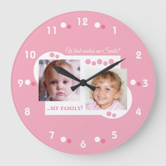 Grande Horloge Ronde 2 photo ma famille rose (Recto)