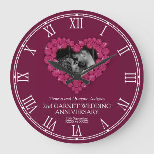 Grande Horloge Ronde 2e anniversaire de mariage de coeur photo de grena