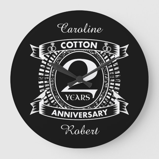 Grande Horloge Ronde 2e anniversaire mariage crête en détresse (Recto)