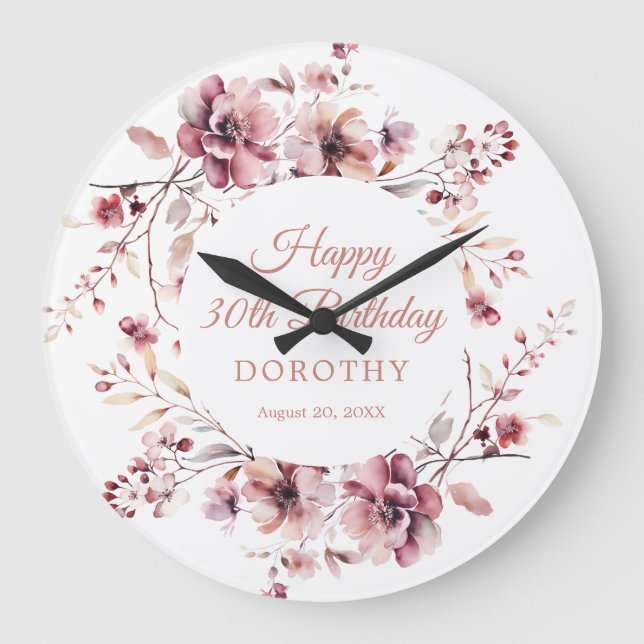 Grande Horloge Ronde 30e anniversaire Cadeau personnalisé cadenas mural (Recto)