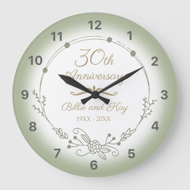 Grande Horloge Ronde 30e anniversaire de Mariage Élégant (Recto)