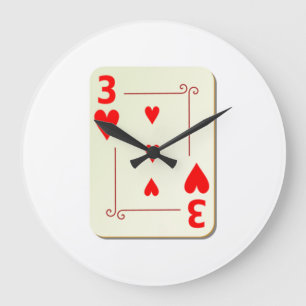Grande Horloge Ronde 3 de la carte de jeu de coeurs
