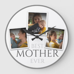 Grande Horloge Ronde 3 Photo Collage Maman Famille Fête des mères mémor