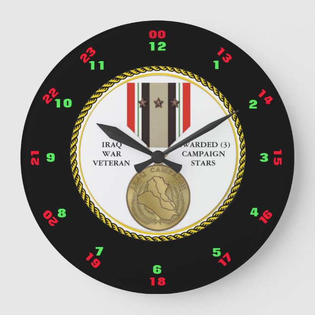 GRANDE HORLOGE RONDE 3 STARS IRAK CAMPAIGN ÉTAIT UN VÉTÉRAN (Recto)