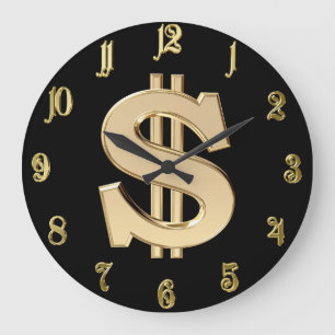 Grande Horloge Ronde 3D dollar sign