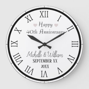 Grande Horloge Ronde  40e anniversaire de mariage personnalisé