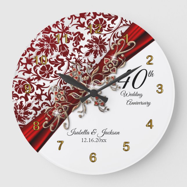 Grande Horloge Ronde 40e anniversaire du Mariage de Ruby Keepsaké (Recto)