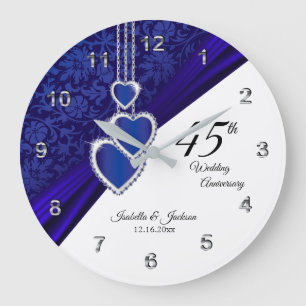 Grande Horloge Ronde 45ème / 65ème Sapphire Mariage Anniversaire Keepsa