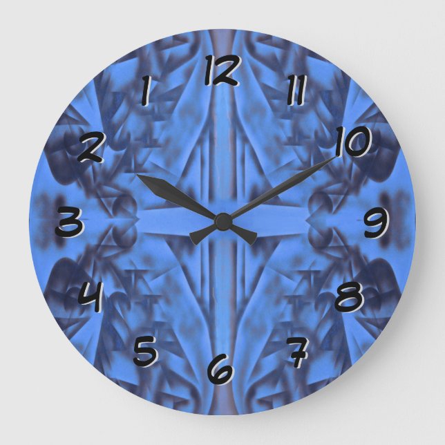 Grande Horloge Ronde 4 chiffres Bleu -Retournez l'horloge en arrière (Recto)