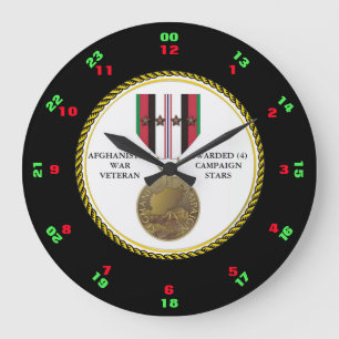 GRANDE HORLOGE RONDE 4 ÉTOILES DE CAMPAGNE VÉTÉRAN DE GUERRE AFGHANISTA