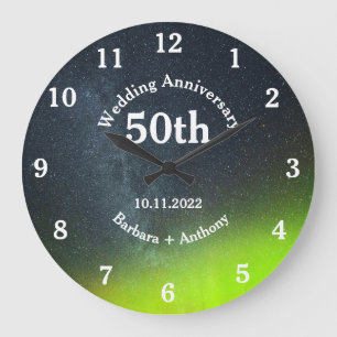 Grande Horloge Ronde 50e anniversaire de mariage Aurore Boréale La