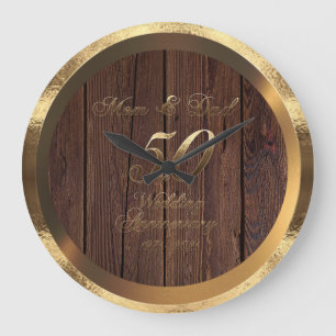 Grande Horloge Ronde 50e anniversaire de Mariage d'or pour Maman et Pap