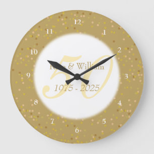 Grande Horloge Ronde 50e anniversaire de Mariage Gold Dust Confetti