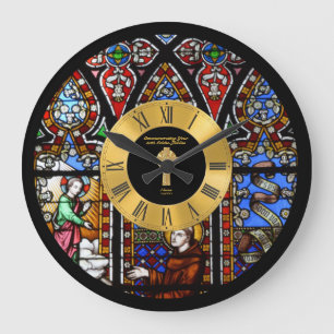 Grande Horloge Ronde 50e anniversaire d'ordination Verre tressé doré