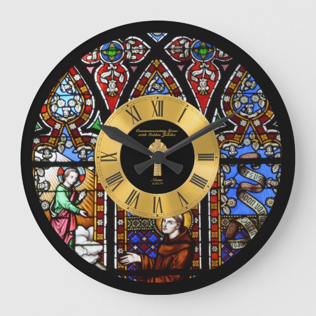 Grande Horloge Ronde 50e anniversaire d'ordination Verre tressé doré (Recto)