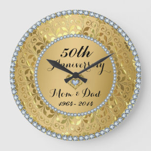 Grande Horloge Ronde 50e anniversaire du Mariage Diamonds & Gold