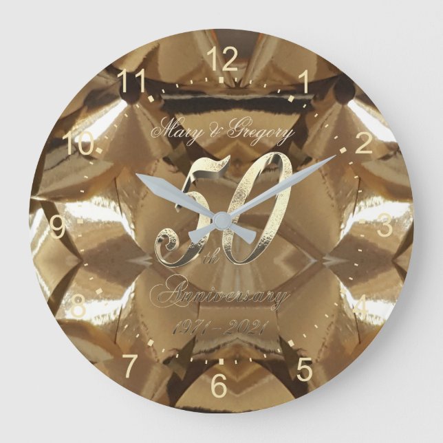Grande Horloge Ronde 50e Anniversaire Mariage d'or 2021 Elégant (Recto)