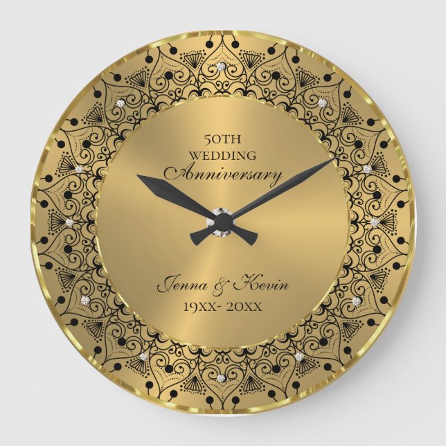 Grande Horloge Ronde 50ème anniversaire du Mariage BlackMandala sur l'o (Recto)