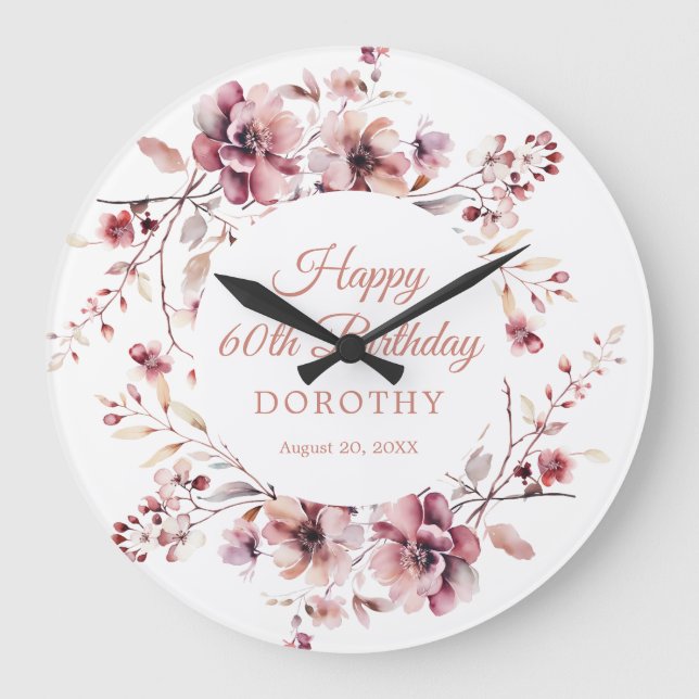 Grande Horloge Ronde 60e anniversaire Cadeau personnalisé cadenas (Recto)