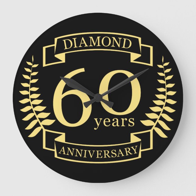 Grande Horloge Ronde 60e ANNIVERSAIRE Mariage en jaune diamant (Recto)
