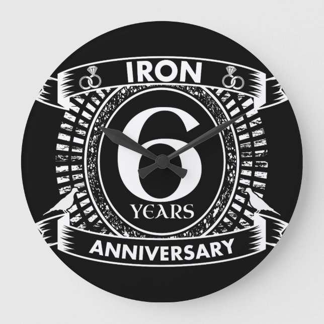 Grande Horloge Ronde 6e anniversaire mariage crête en détresse (Recto)