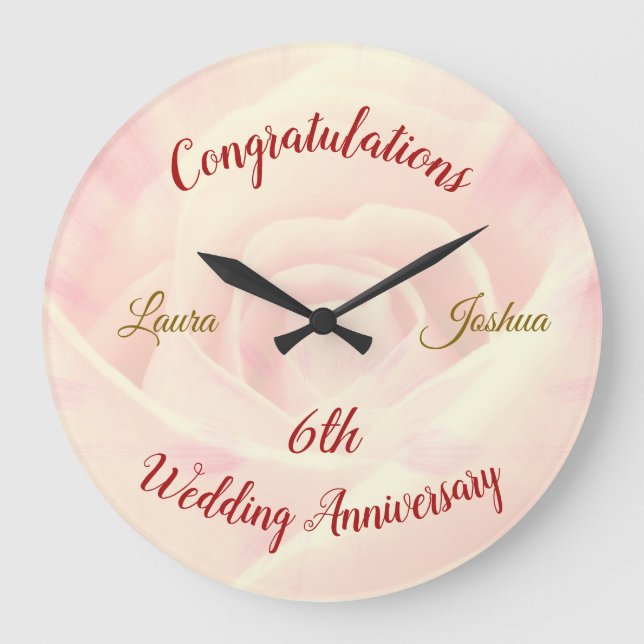 Grande Horloge Ronde 6e anniversaire Mariage personnalisé Grande horlog (Recto)
