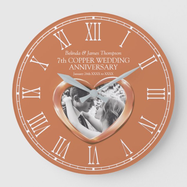 Grande Horloge Ronde 7e anniversaire de mariage en cuivre (Recto)