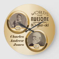 80th Birthday Customized Then Now Gold Photo Frame