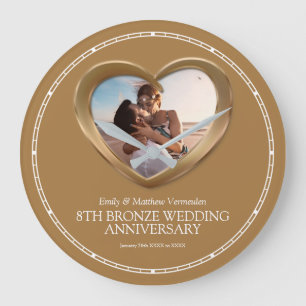 Grande Horloge Ronde 8e anniversaire mariage de bronze coeur photo