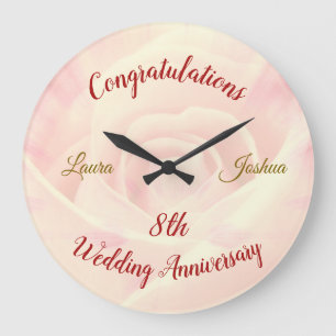 Grande Horloge Ronde 8e anniversaire Mariage personnalisé Grande horlog