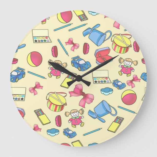 Grande Horloge Ronde a delicate pattern of children's toys and objects (Recto)