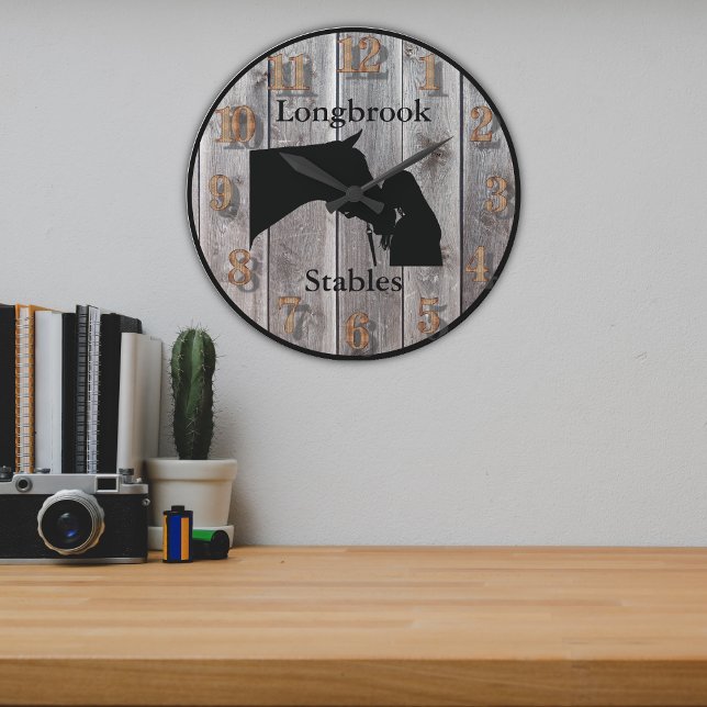 Grande Horloge Ronde A Horses Love 3 Customizable Barnwood Styled (Créateur téléchargé)